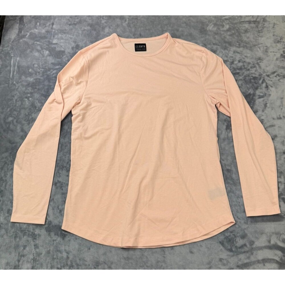 Cuts Clothing Crew Curve-Hem Shirt LS Men's Extra Large XL Beige Pyca Pro